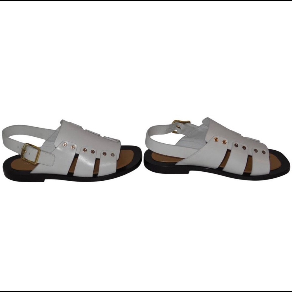 Never-worn CELINE WHITE LEATHER SANDALS